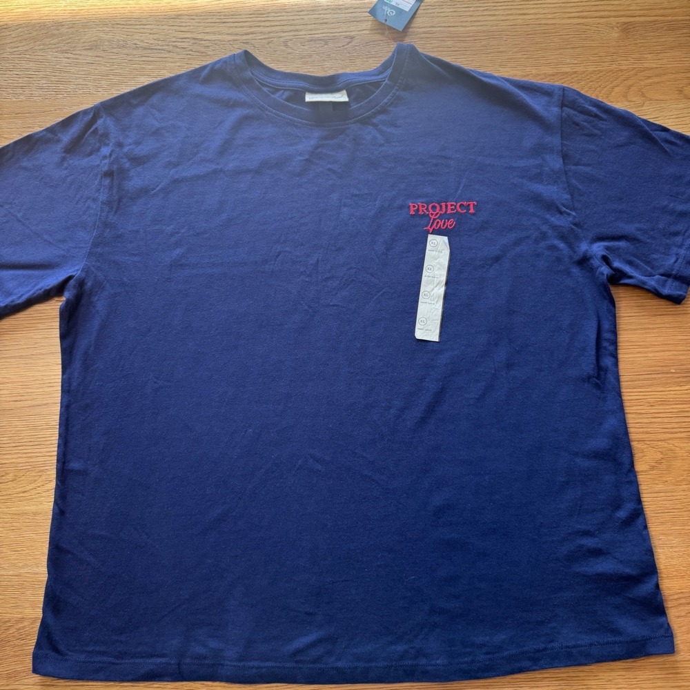 Universal Thread Navy Blue Project Love Embroidered T-Shirt XL Womens New